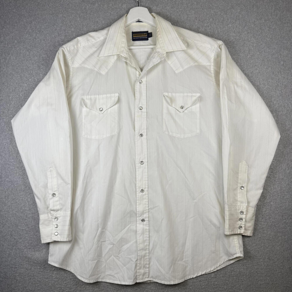 Panhandle Slim Men's Size 17-34 White Long Sleeve Button Down Shirt Uniform Work